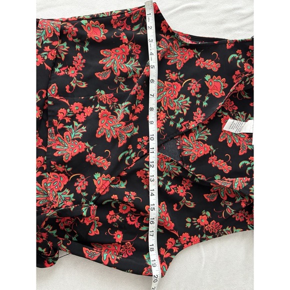 Sag Harbor‎ Womens Wrap Dress Black Red Floral Pointed Collar Size 12 Tall 0304 - Picture 9 of 12